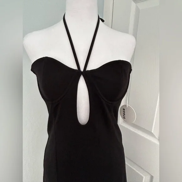 Staud Bardot Cutout Halter Dress M - Picture 7 of 10